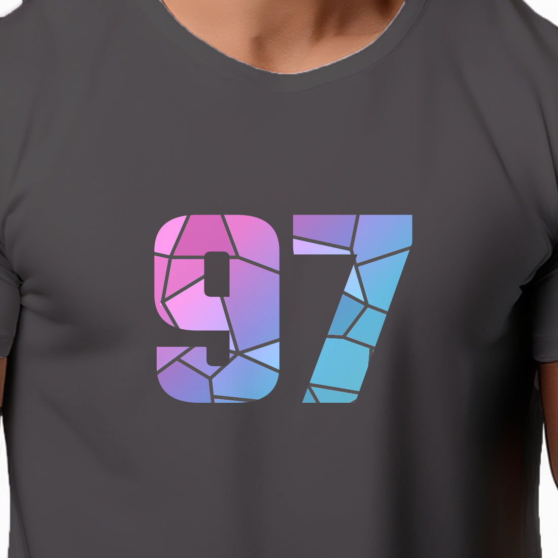 97 Number Men Unisex T-Shirt | Custom Number Graphic Tee (Charcoal Grey)