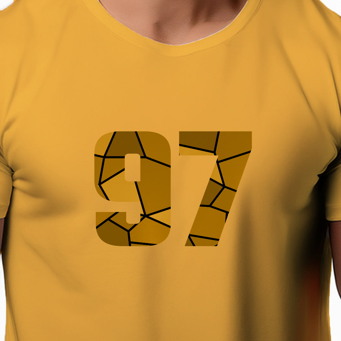 97 Number Men Unisex T-Shirt | Custom Number Graphic Tee (Golden Yellow)