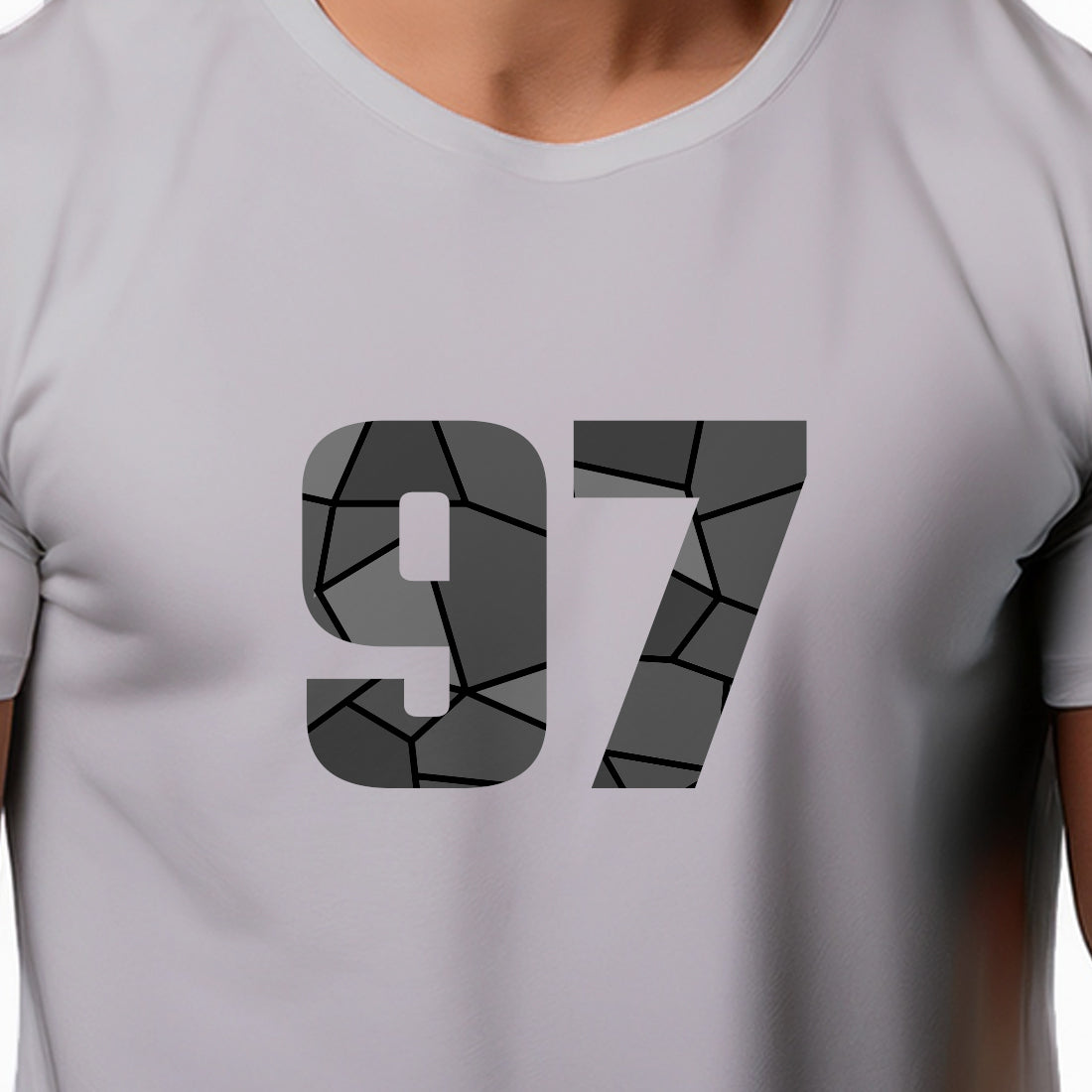 97 Number Men Unisex T-Shirt | Custom Number Graphic Tee (Melange Grey)