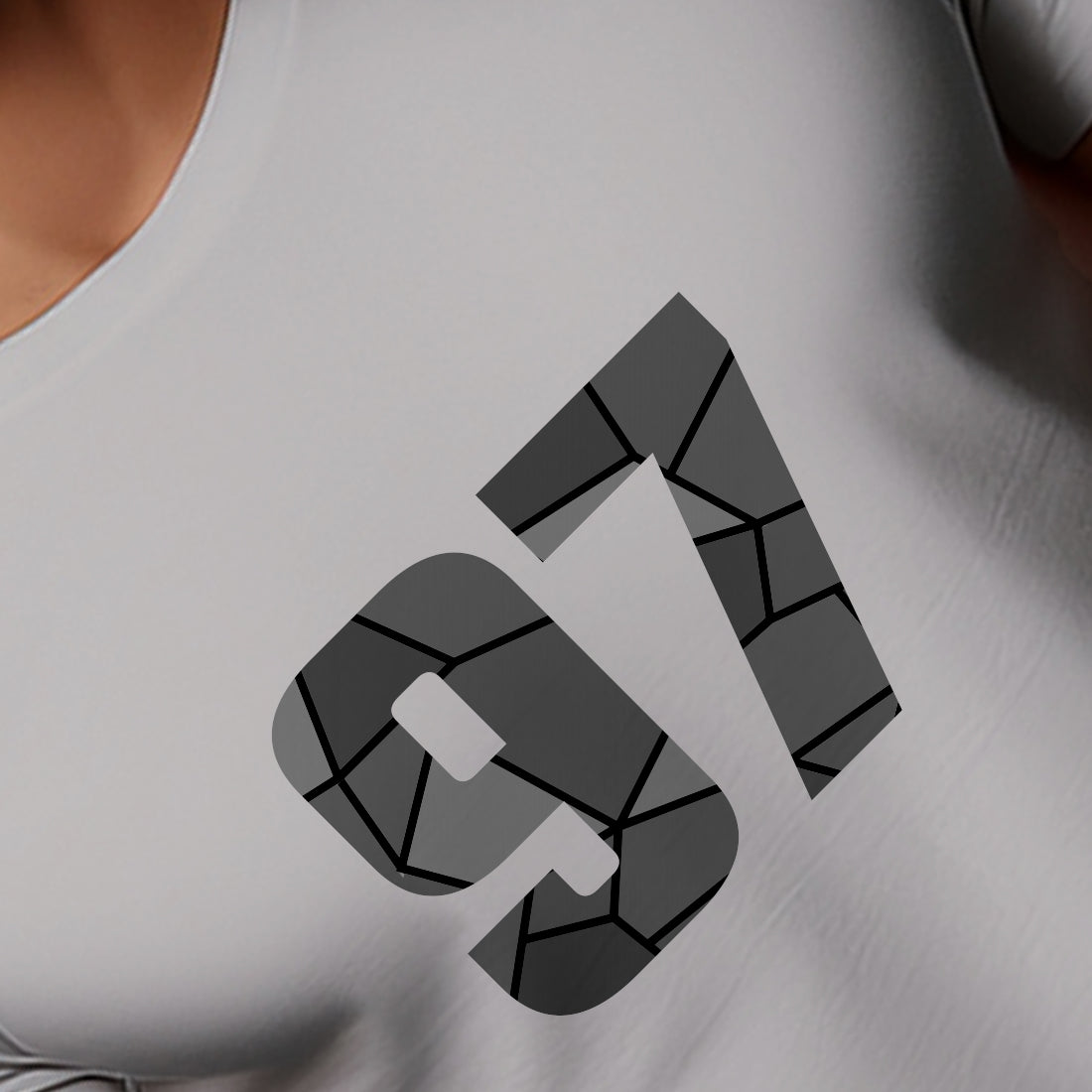 97 Number Men Unisex T-Shirt | Custom Number Graphic Tee (Melange Grey)