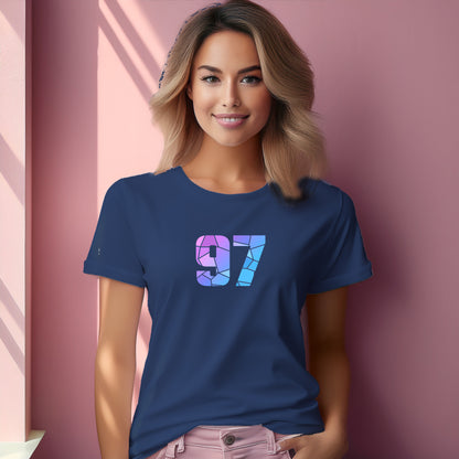 97 Number Women T-Shirt (Navy Blue) | Stylish Numeric Graphic Tee