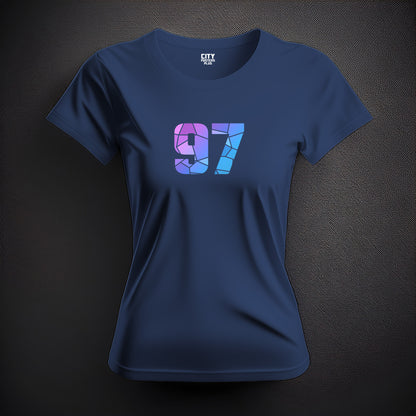 97 Number Women T-Shirt (Navy Blue) | Stylish Numeric Graphic Tee