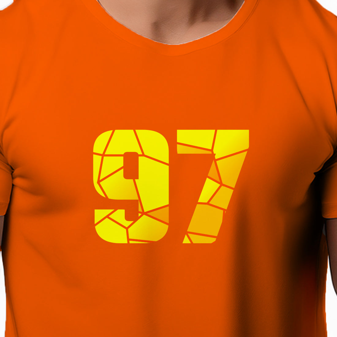 97 Number Men Unisex T-Shirt | Custom Number Graphic Tee (Orange)
