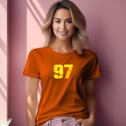 97 Number Women T-Shirt (Orange) | Stylish Numeric Graphic Tee