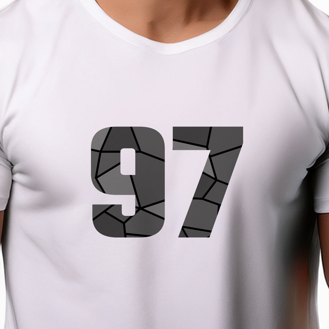 97 Number Men Unisex T-Shirt | Custom Number Graphic Tee (White)