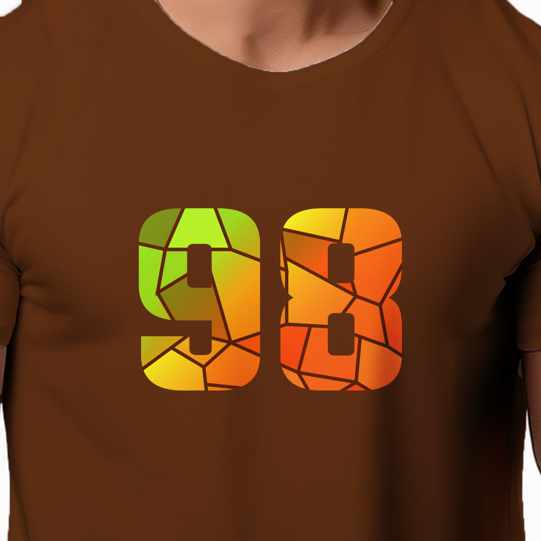 98 Number Men Unisex T-Shirt | Custom Number Graphic Tee (Brown)