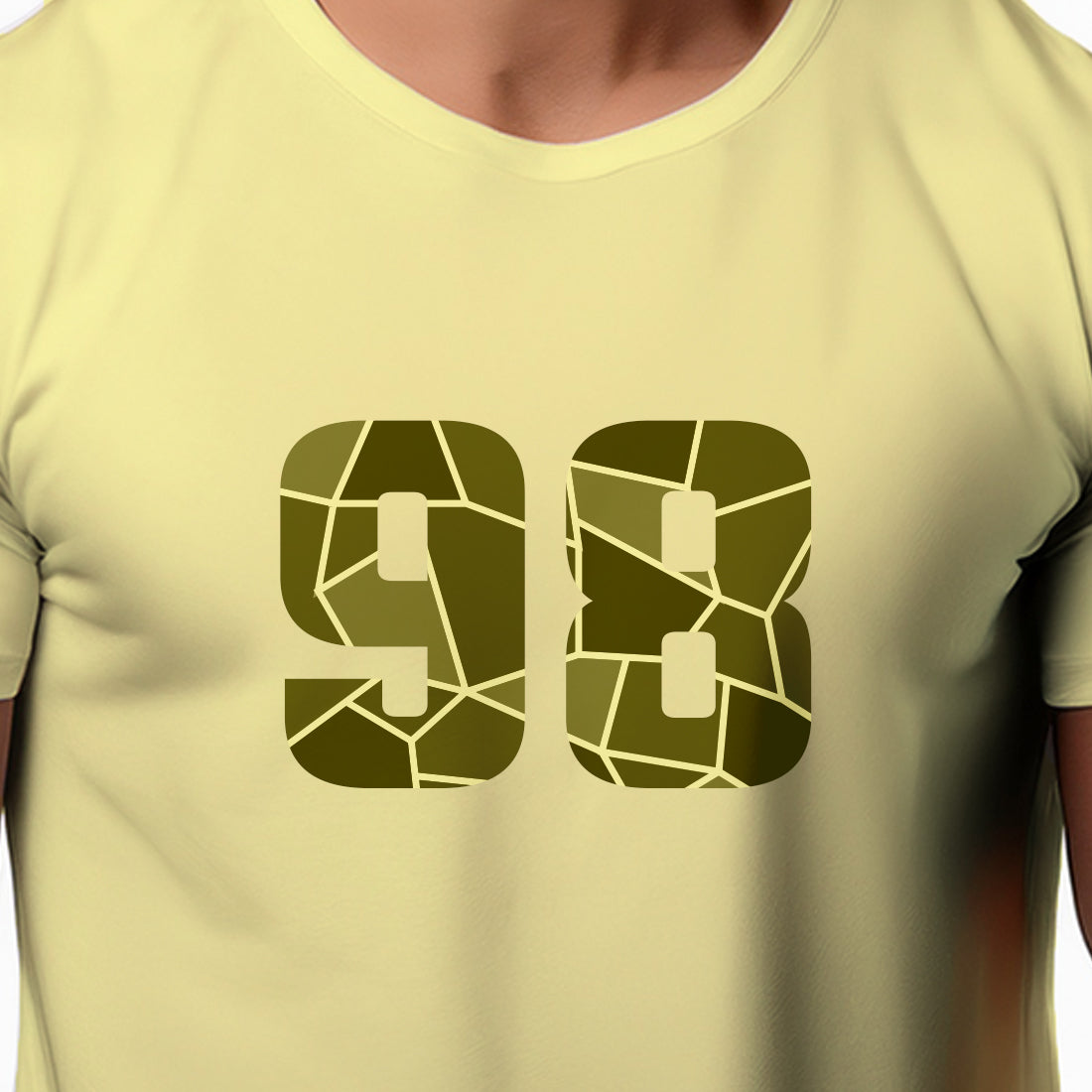 98 Number Men Unisex T-Shirt | Custom Number Graphic Tee (Butter Yellow)