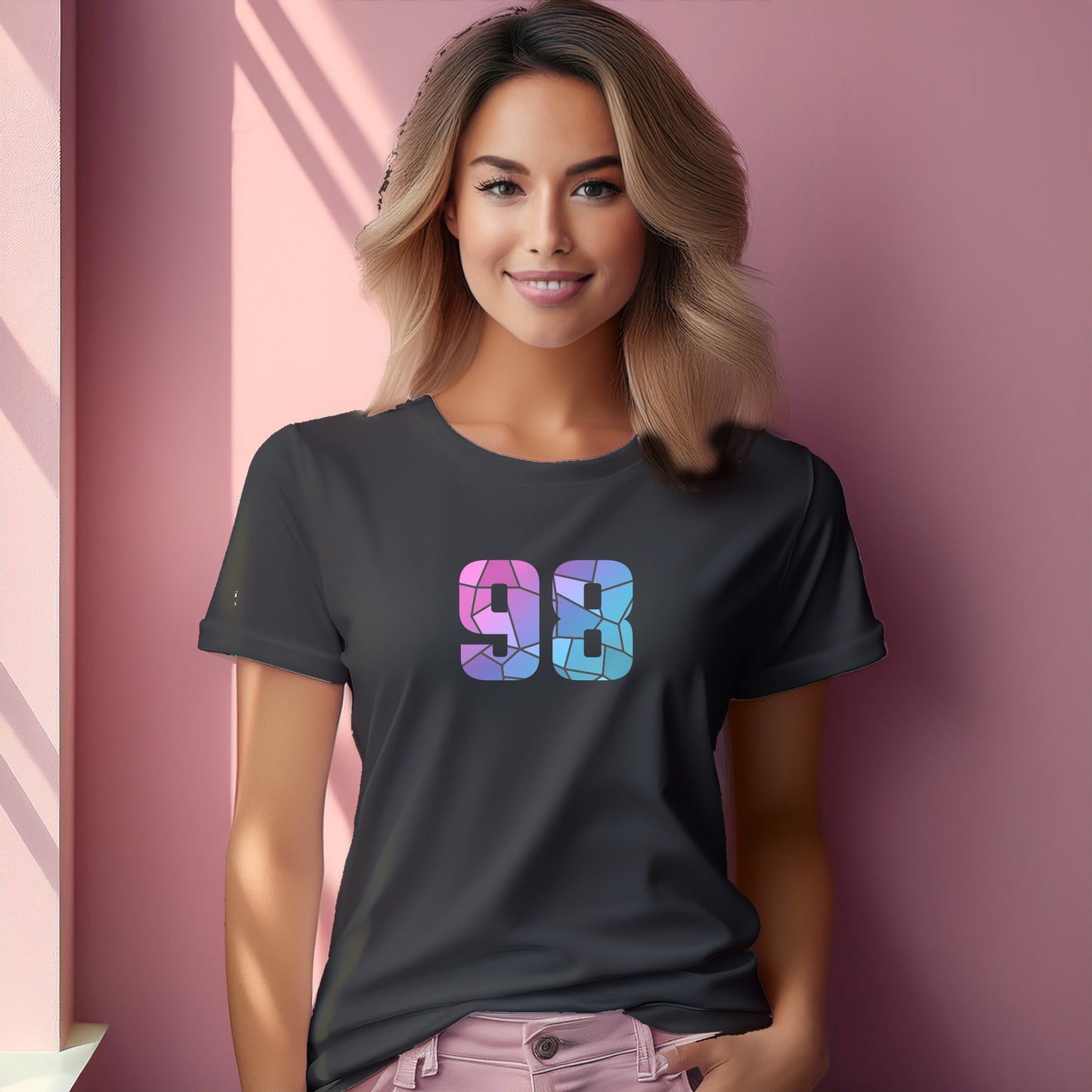 Number 98  Women T-Shirt (Charcoal Grey) | Stylish Numeric Graphic Tee