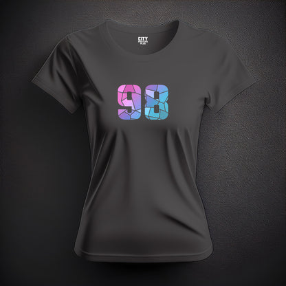 98 Number Women T-Shirt (Charcoal Grey) | Stylish Numeric Graphic Tee