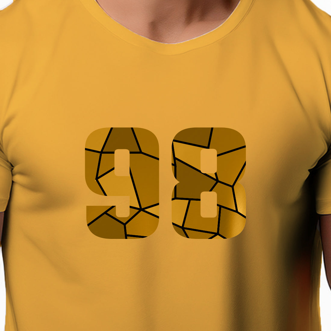 98 Number Men Unisex T-Shirt | Custom Number Graphic Tee (Golden Yellow)