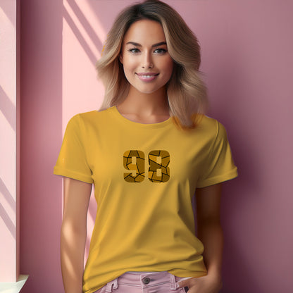 98 Number Women T-Shirt (Golden Yellow) | Stylish Numeric Graphic Tee
