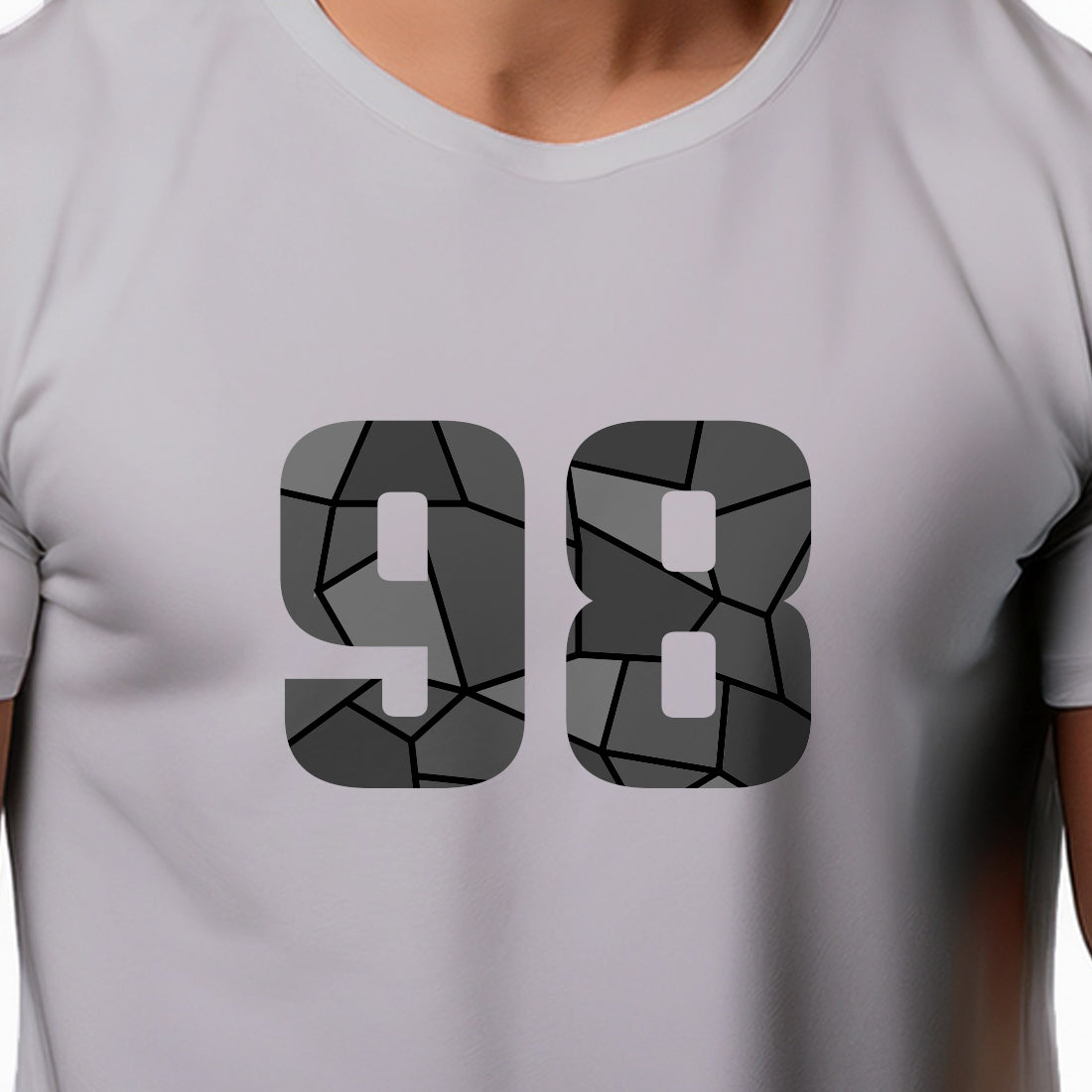 98 Number Men Unisex T-Shirt | Custom Number Graphic Tee (Melange Grey)