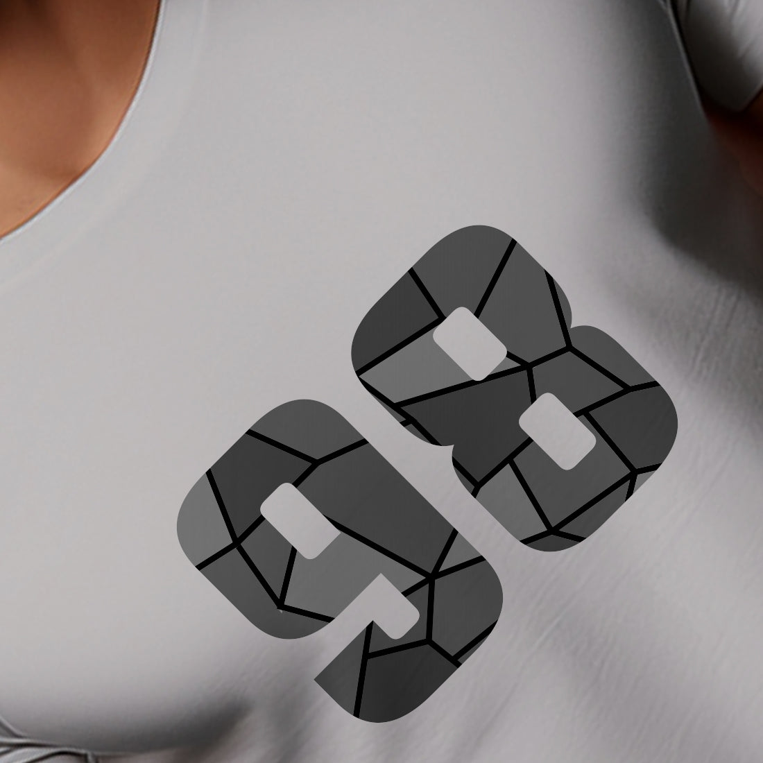 98 Number Men Unisex T-Shirt | Custom Number Graphic Tee (Melange Grey)