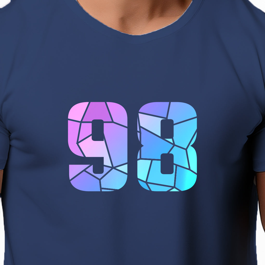 98 Number Men Unisex T-Shirt | Custom Number Graphic Tee (Navy Blue)