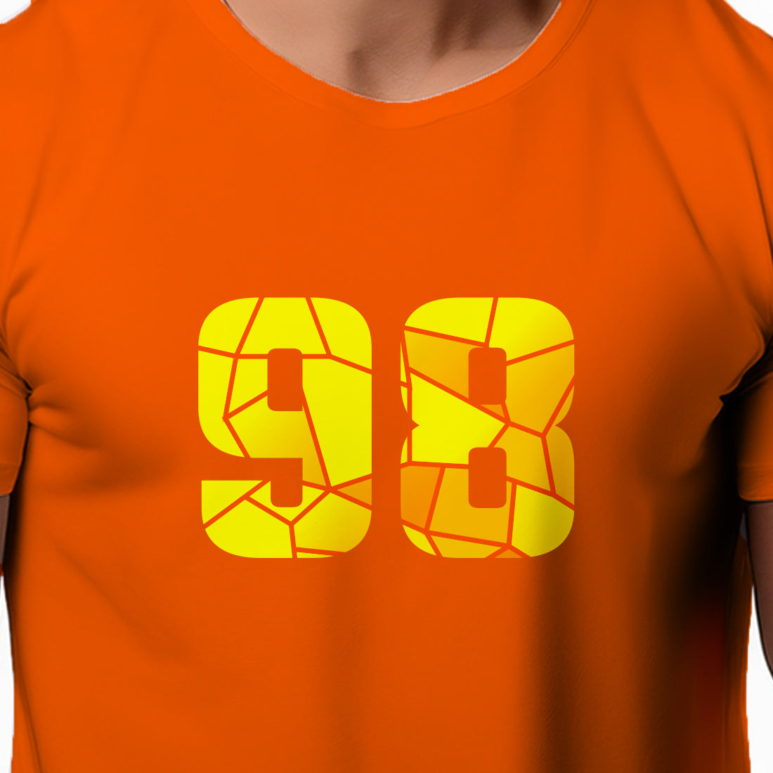 98 Number Men Unisex T-Shirt | Custom Number Graphic Tee (Orange)
