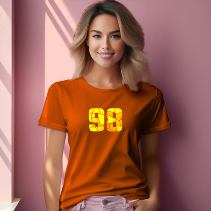 98 Number Women T-Shirt (Orange) | Stylish Numeric Graphic Tee
