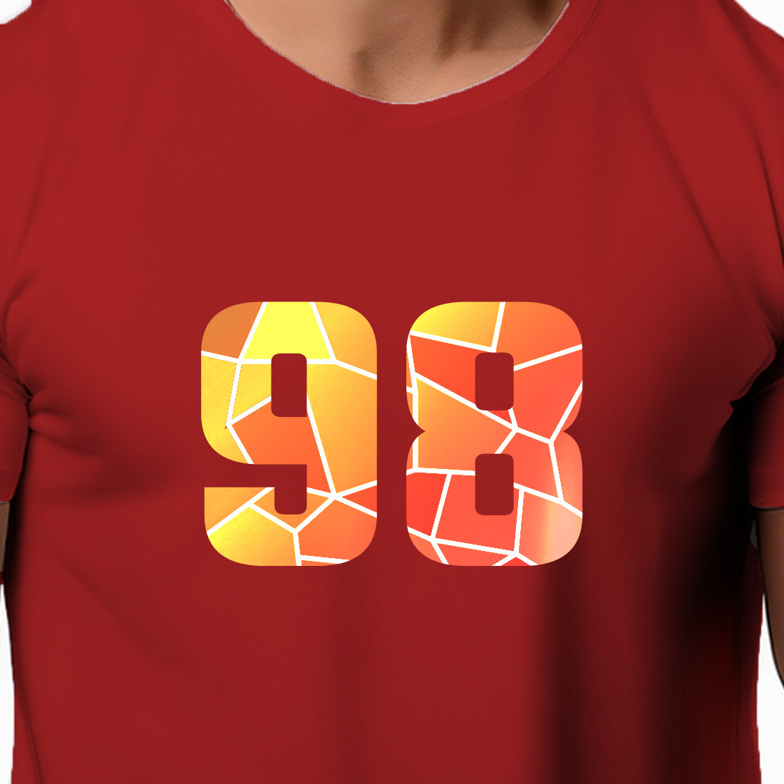 98 Number Men Unisex T-Shirt | Custom Number Graphic Tee (Red)