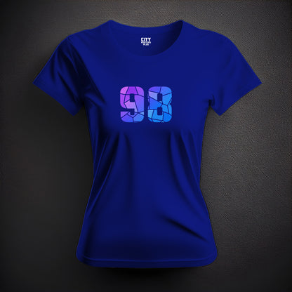 98 Number Women T-Shirt (Royal Blue) | Stylish Numeric Graphic Tee
