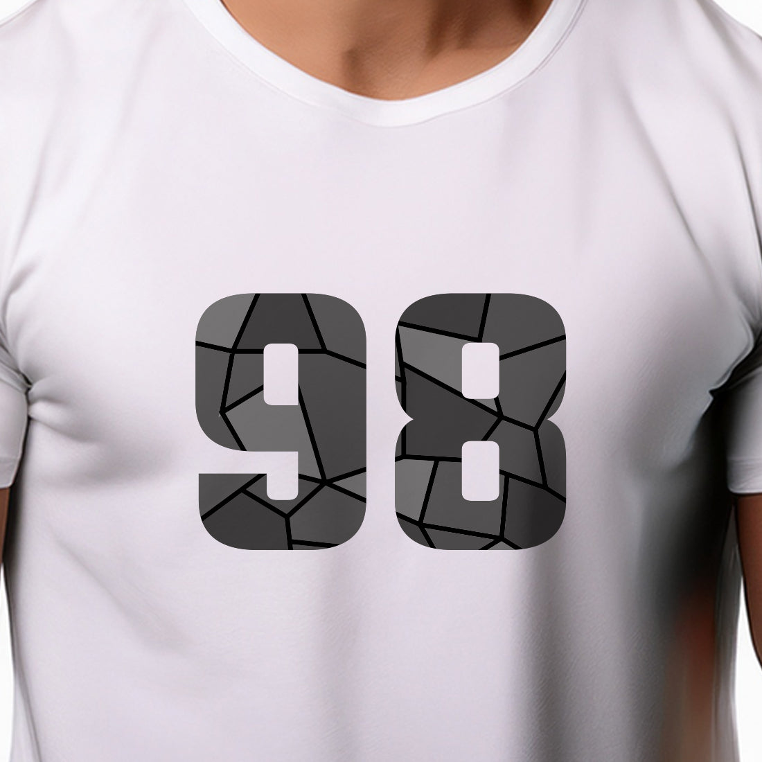 98 Number Men Unisex T-Shirt | Custom Number Graphic Tee (White)