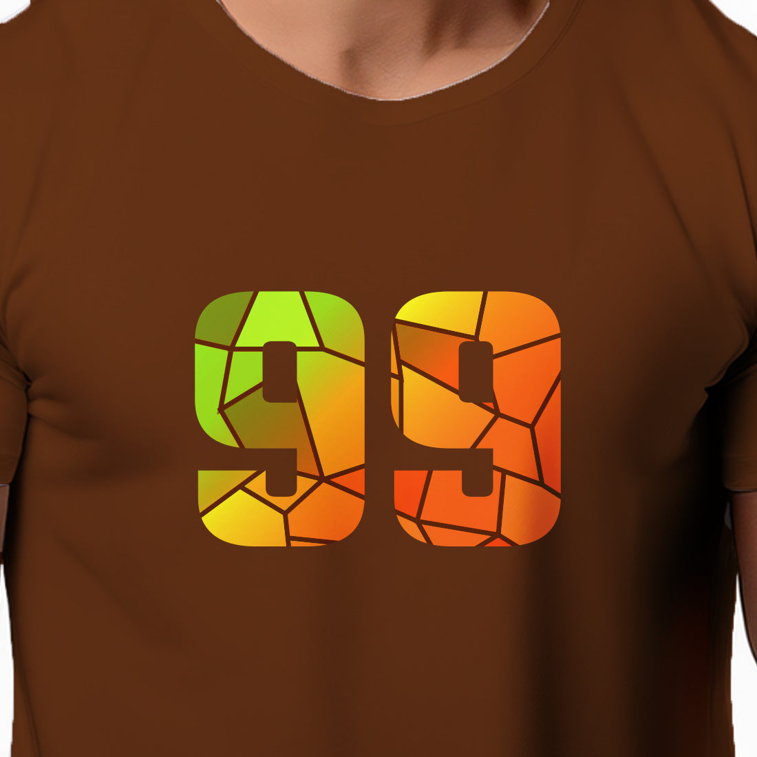 99 Number Men Unisex T-Shirt | Custom Number Graphic Tee (Brown)