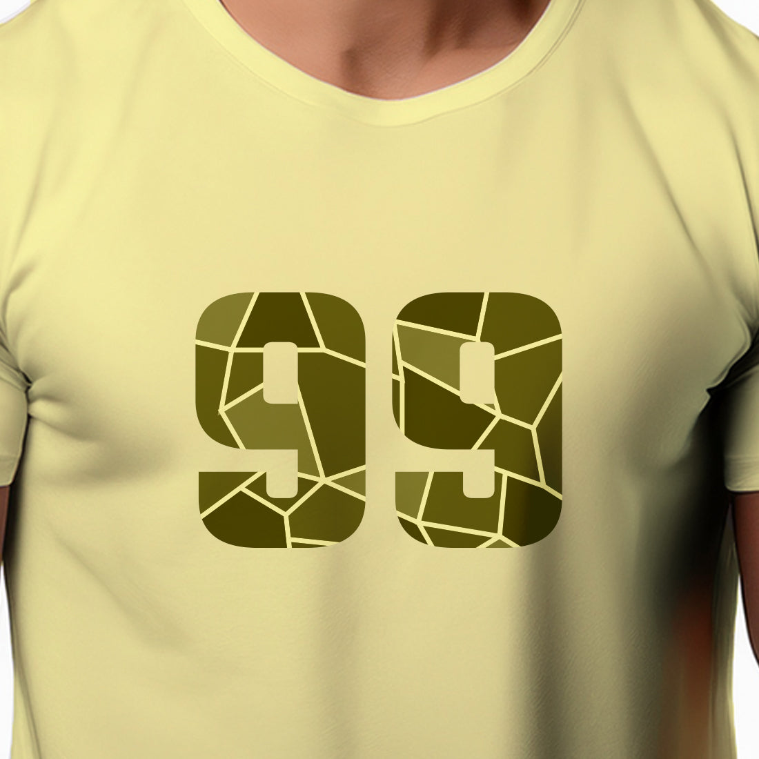 99 Number Men Unisex T-Shirt | Custom Number Graphic Tee (Butter Yellow)
