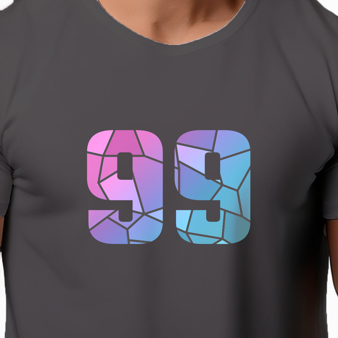 99 Number Men Unisex T-Shirt | Custom Number Graphic Tee (Charcoal Grey)