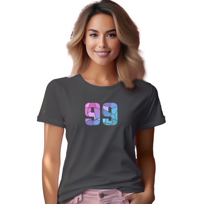 99 Number Women T-Shirt (Charcoal Grey) | Stylish Numeric Graphic Tee