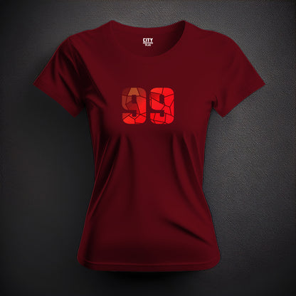 99 Number Women T-Shirt (Maroon) | Stylish Numeric Graphic Tee