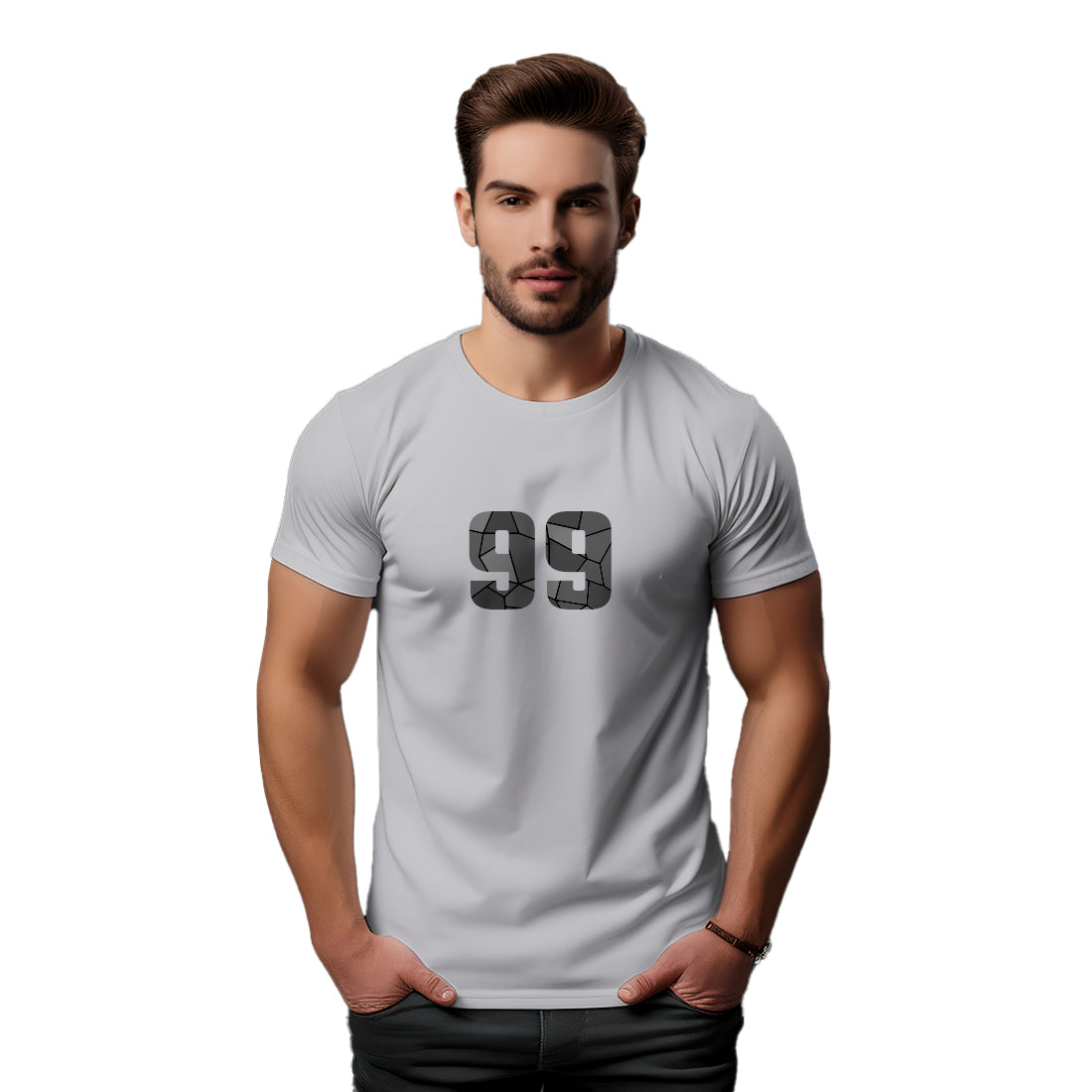 99 Number Men Unisex T-Shirt (Melange Grey)
