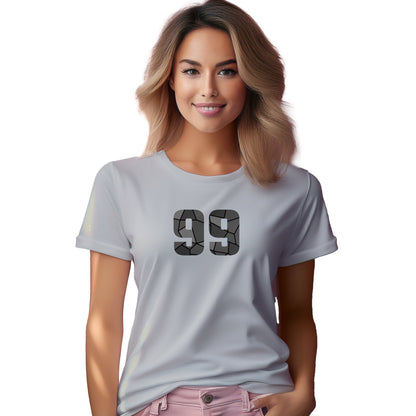 99 Number Women T-Shirt (Melange Grey) | Stylish Numeric Graphic Tee