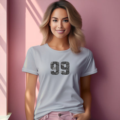 99 Number Women T-Shirt (Melange Grey) | Stylish Numeric Graphic Tee
