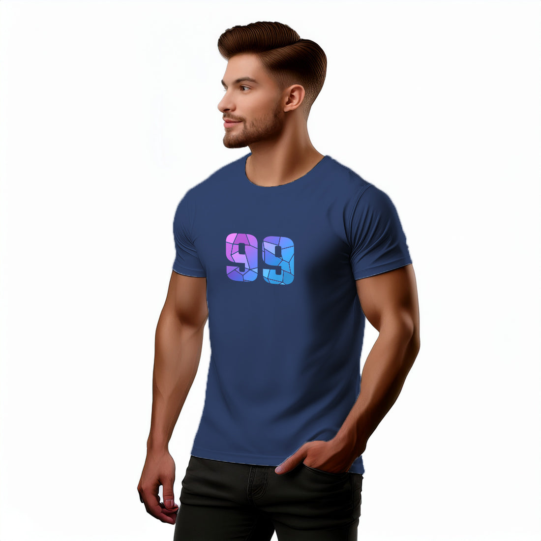 99 Number Men Unisex T-Shirt (Navy Blue)