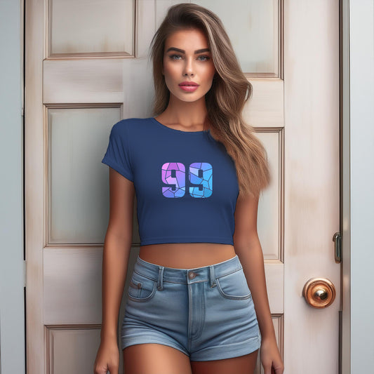 99 Number Women Crop Top (Navy Blue)