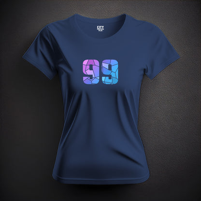 99 Number Women T-Shirt (Navy Blue) | Stylish Numeric Graphic Tee