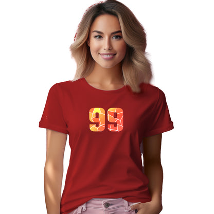 99 Number Women T-Shirt (Red) | Stylish Numeric Graphic Tee
