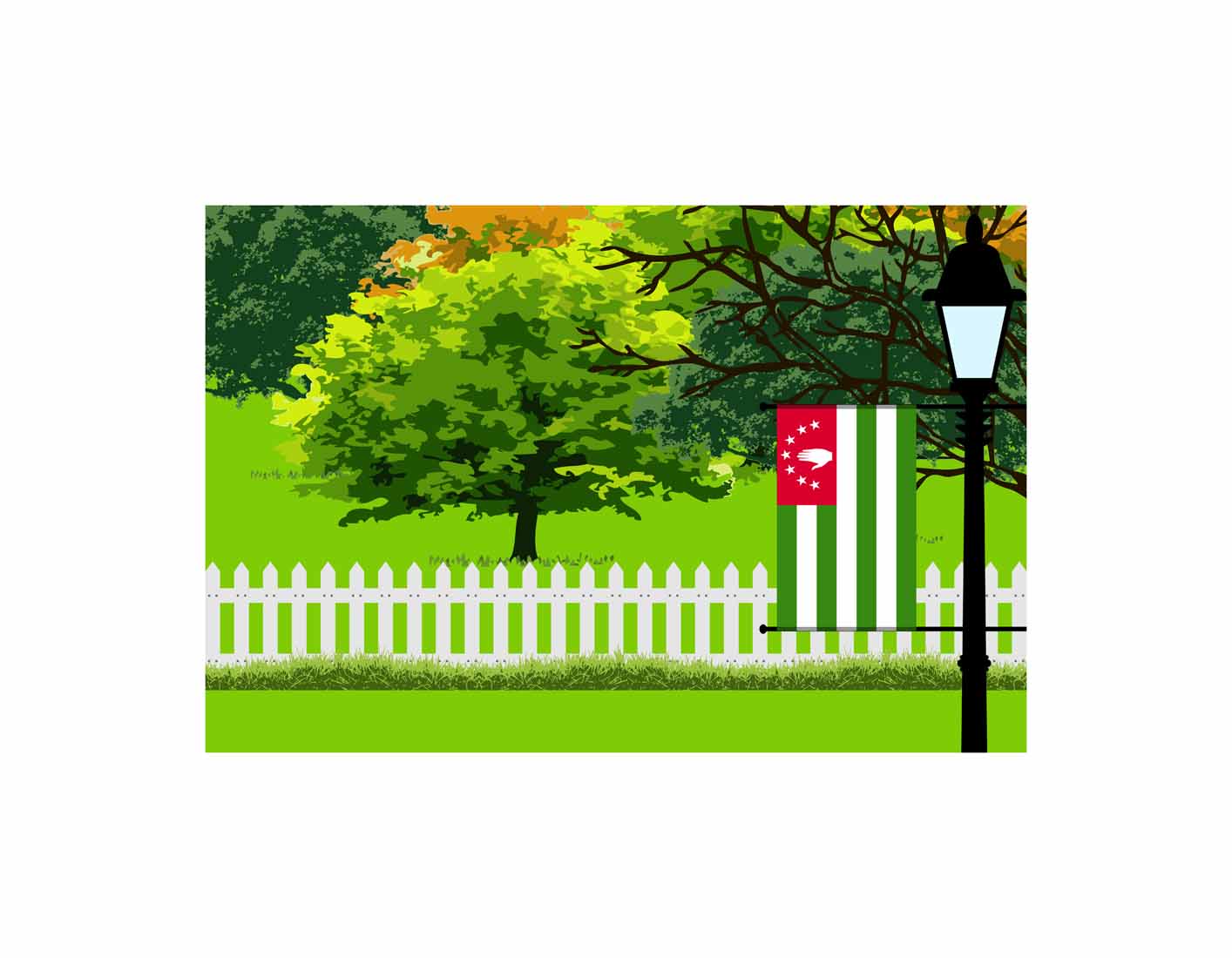 Abkhazia Trees Street Lamp Canvas Print Framed