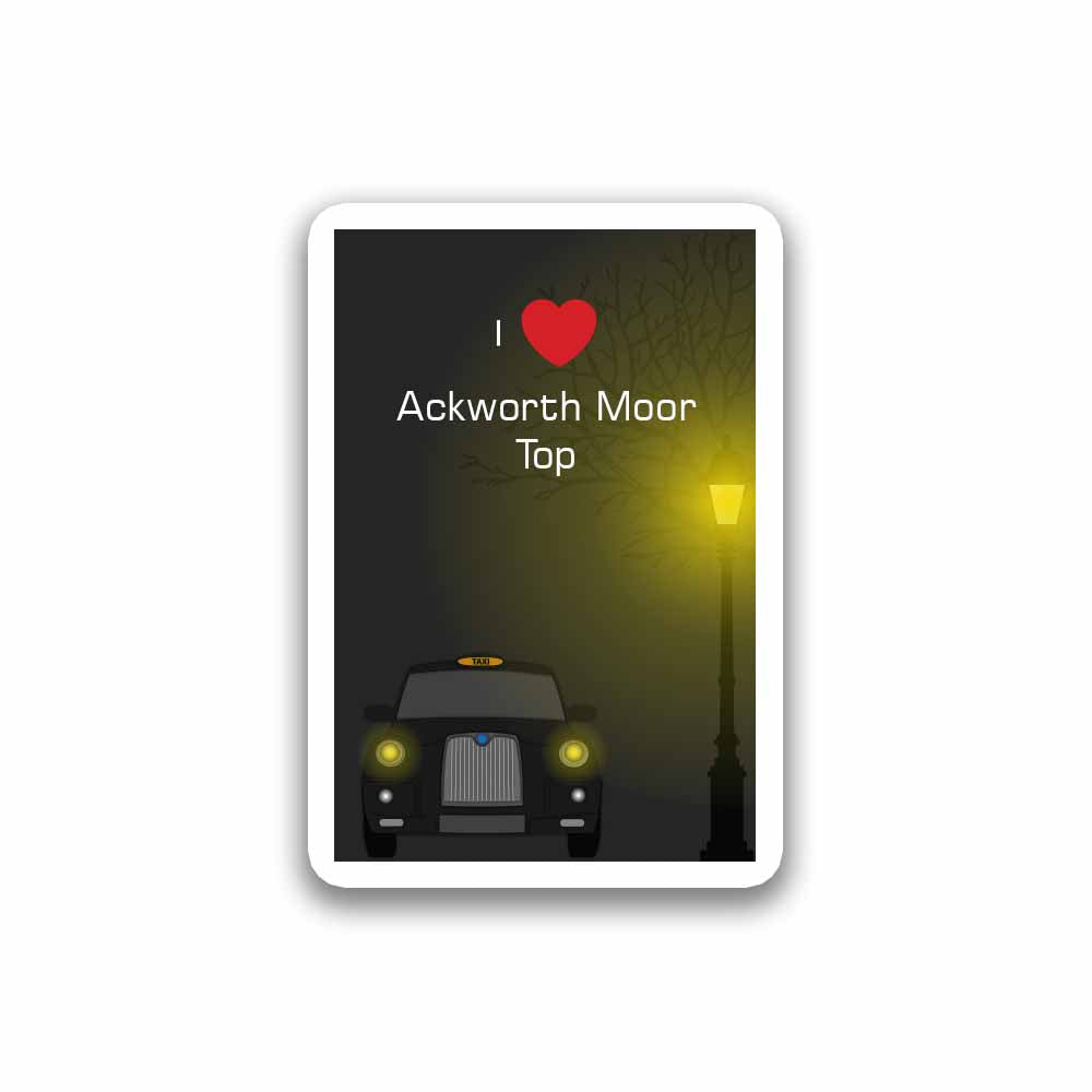 Ackworth Moor Top Love Taxi Black Sticker