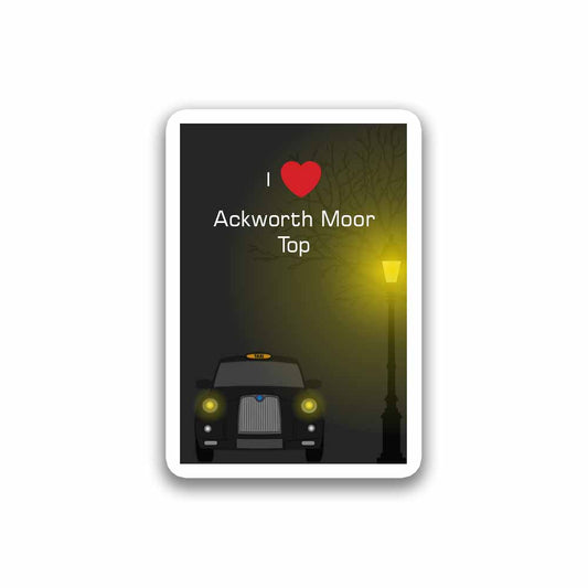 Ackworth Moor Top Love Taxi Black Sticker