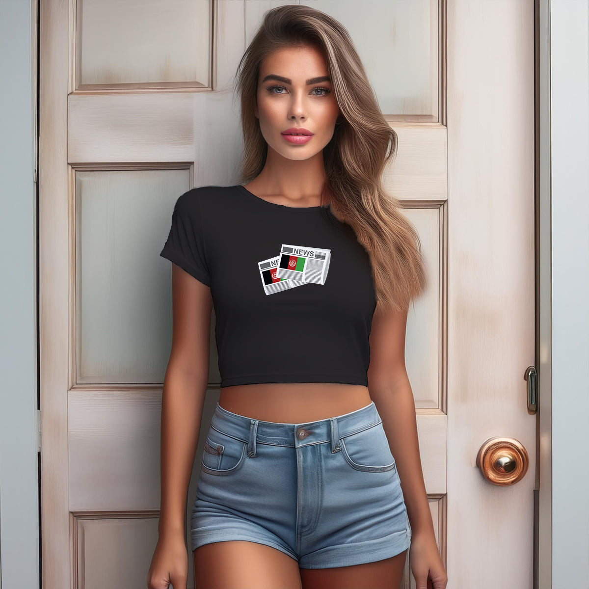 Afghanistan Newspaper Women Crop Top