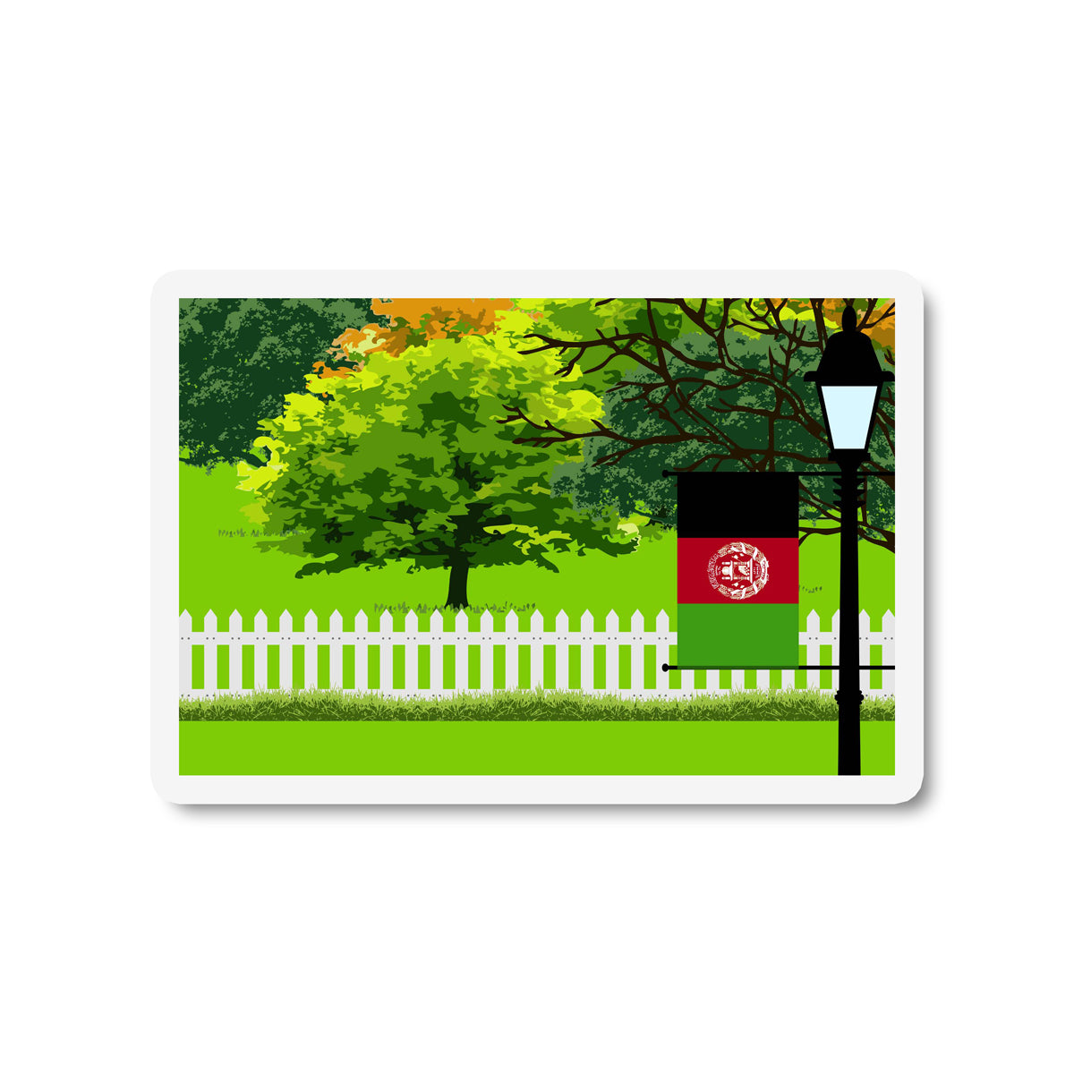 Afghanistan Trees and Street Lamp Sticker