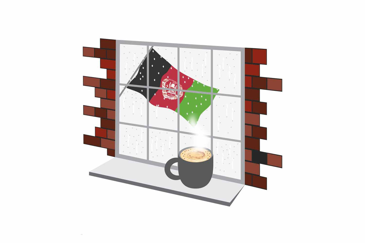 Afghanistan Coffee Rain Window Magnet