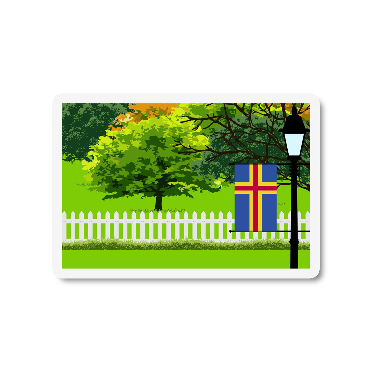 Aland Trees and Street Lamp Sticker