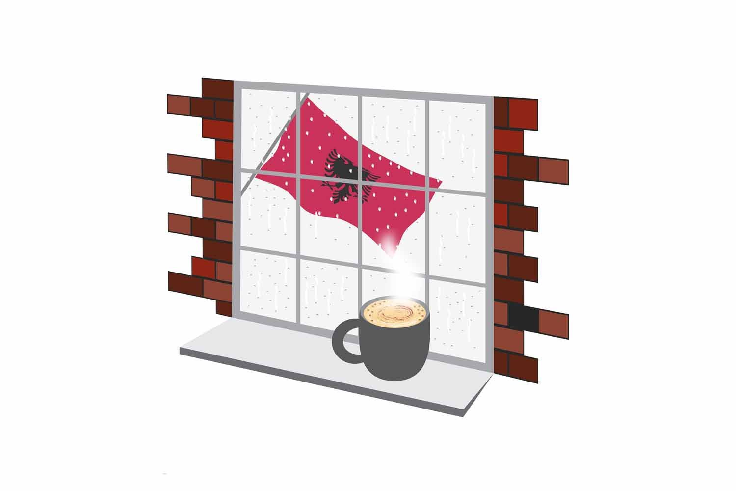 Albania Coffee Rain Window Magnet