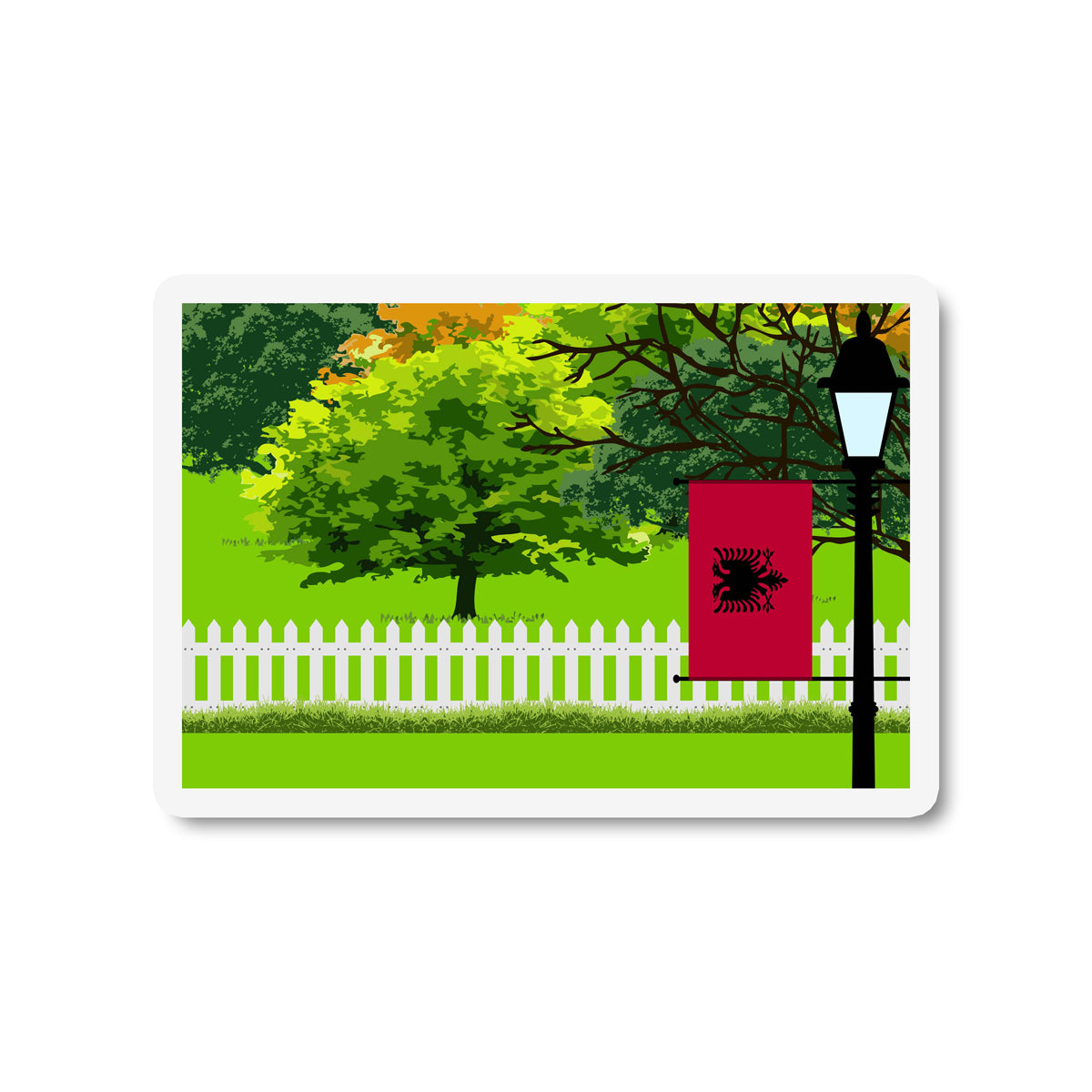 Albania Trees and Street Lamp Sticker