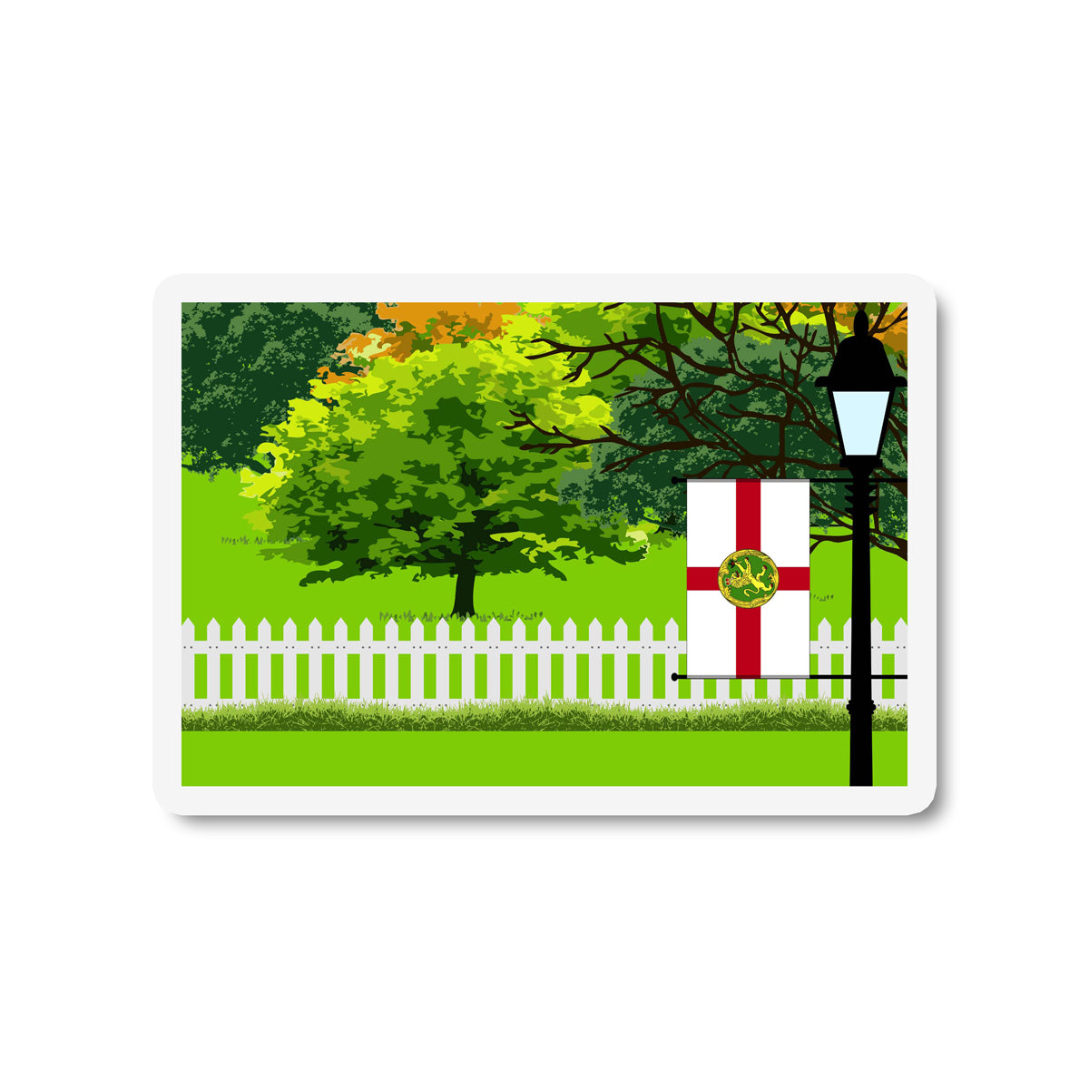 Alderney Trees and Street Lamp Sticker