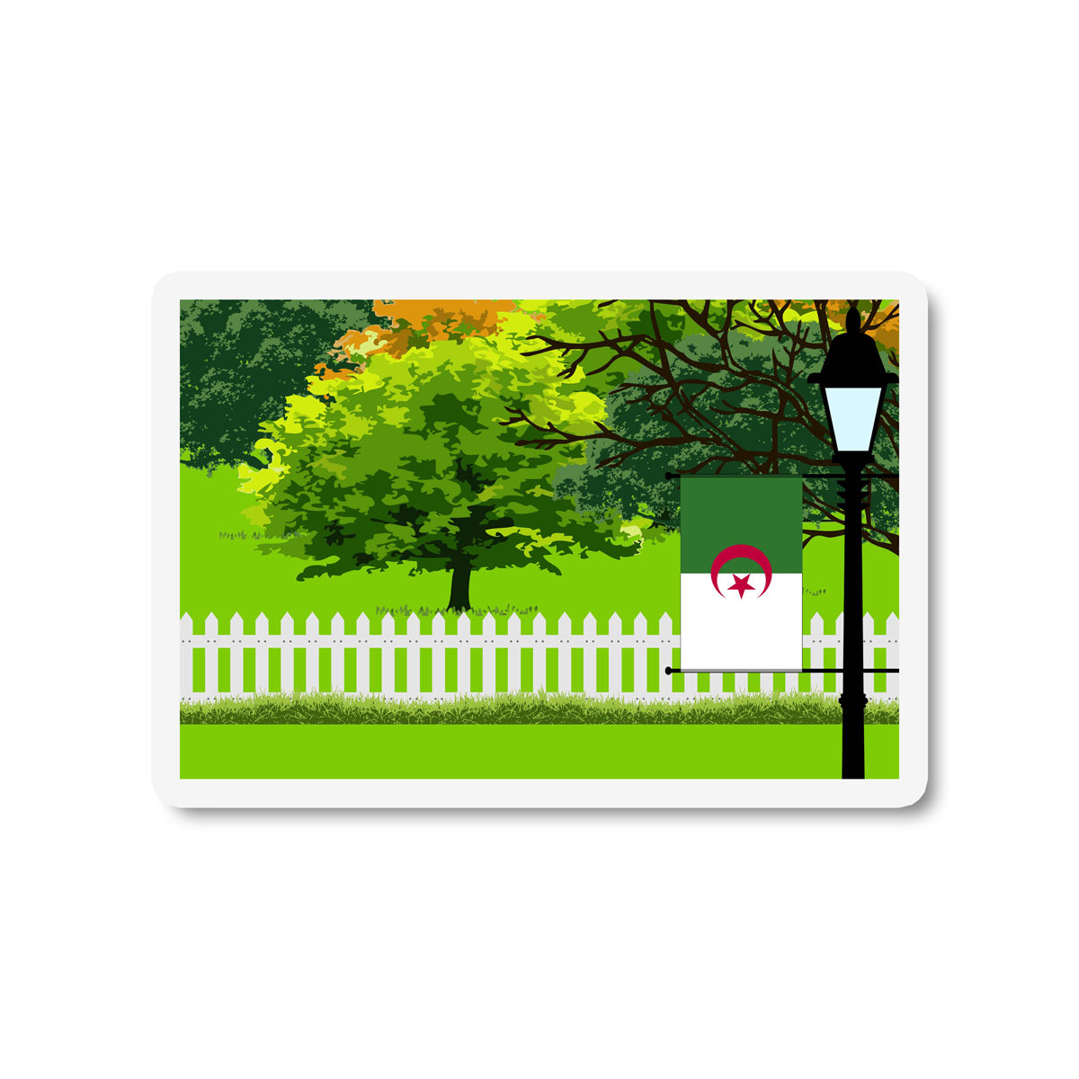 Algeria Trees and Street Lamp Sticker