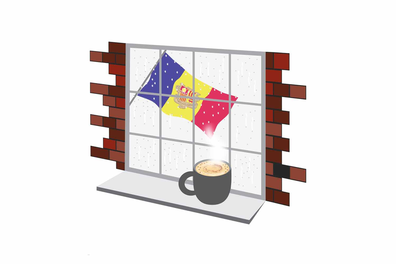Andorra Coffee Rain Window Fridge Magnet