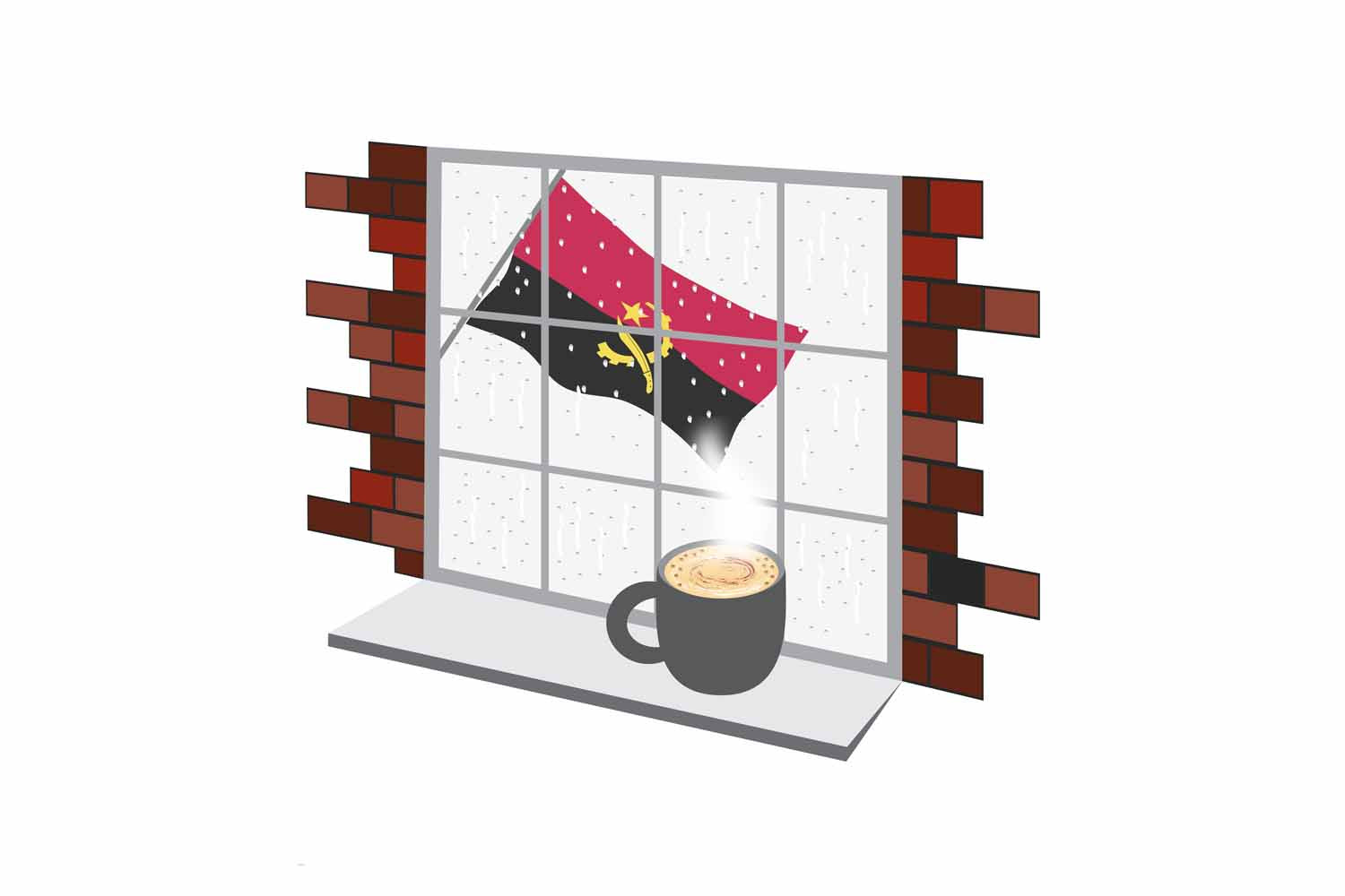 Angola Coffee Rain Window Magnet