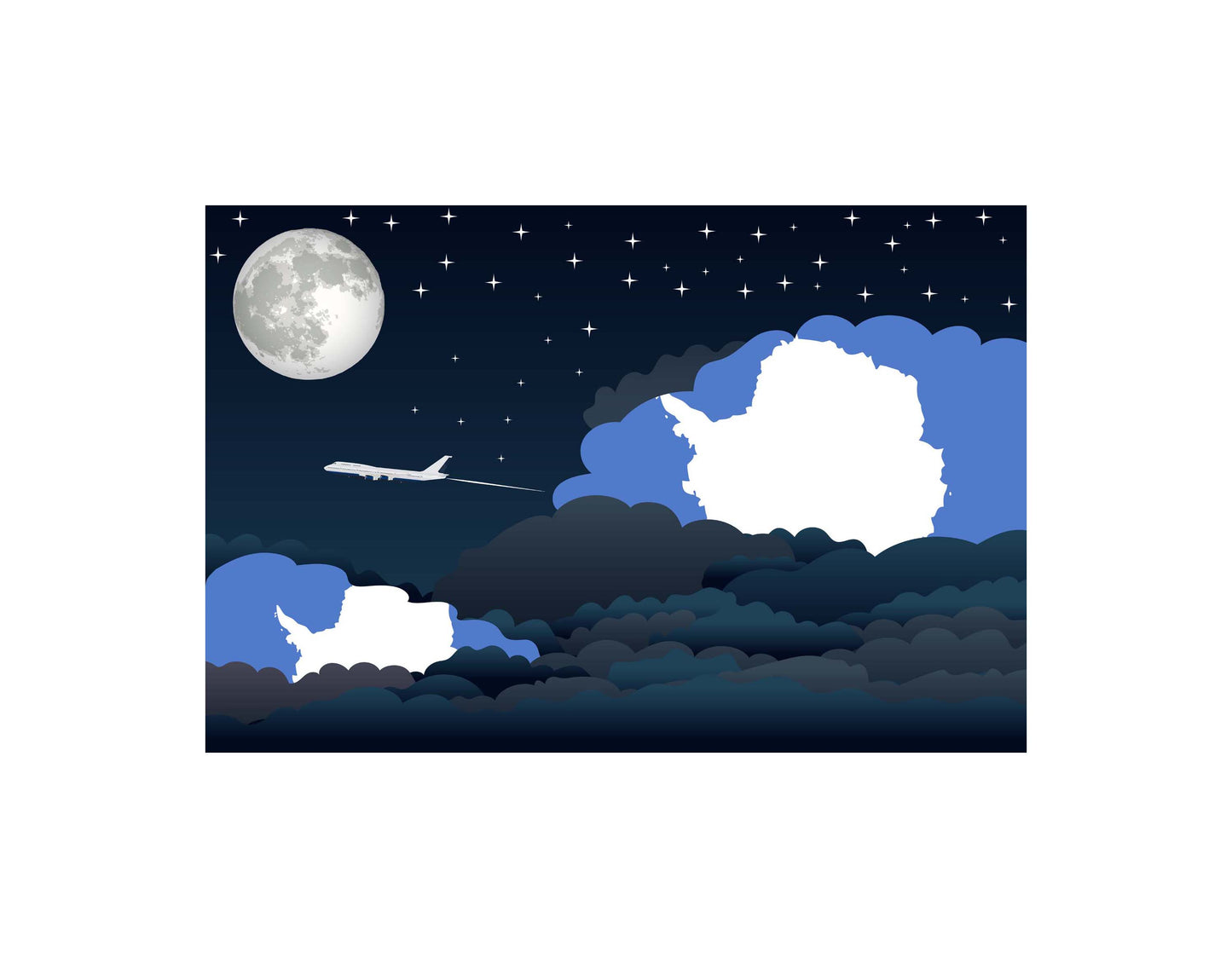 Antarctica Night Clouds Canvas Print Framed