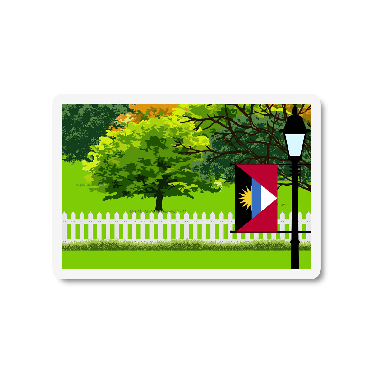 Antigua and Barbuda Trees and Street Lamp Sticker